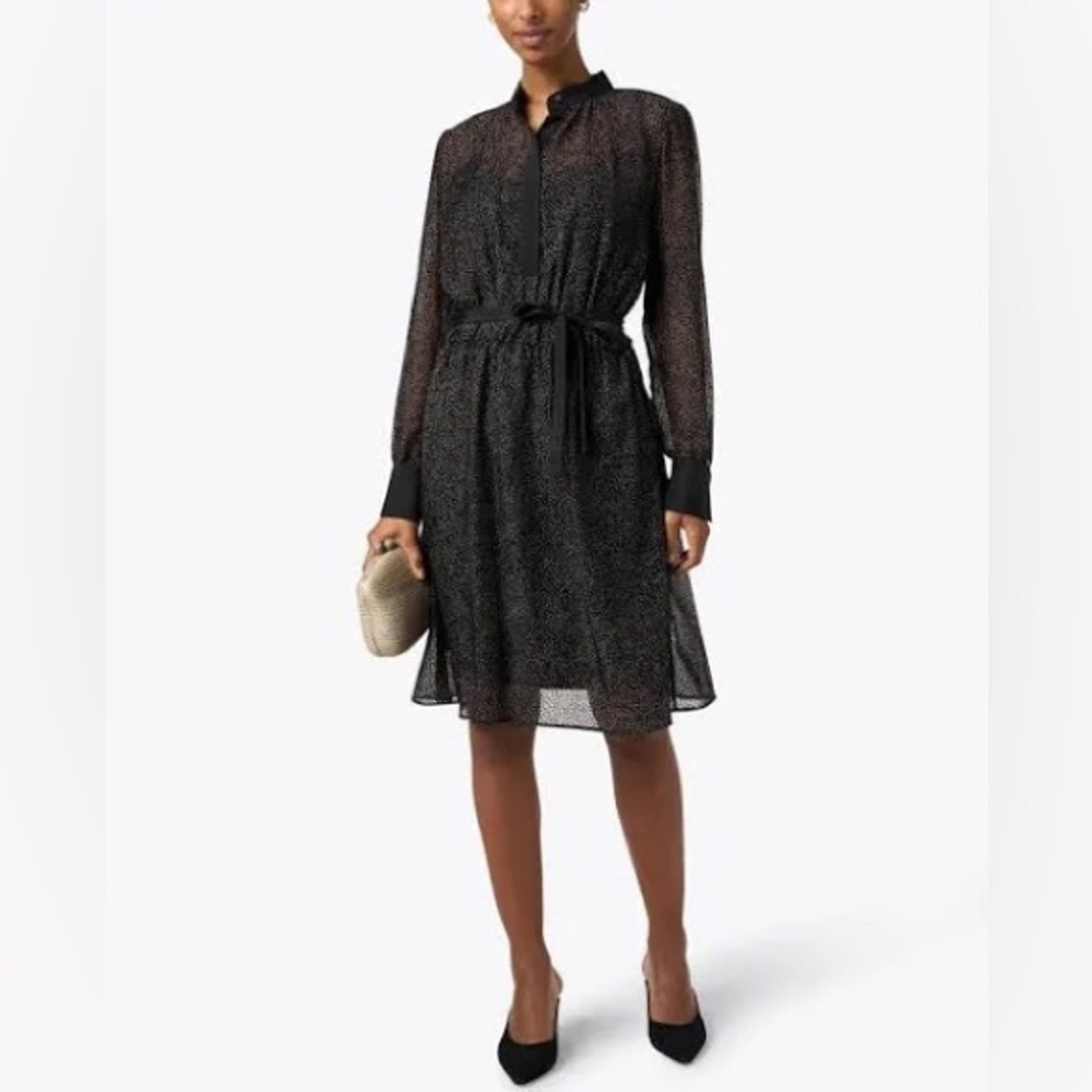 Marc Cain Sheer Dot Dress long Sleeve Black N1